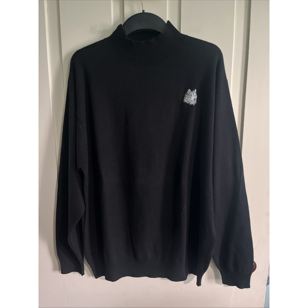 BYRON NELSON Eleven Straight Black Mock Sweater 85% Silk 15% Cashmere VTG Wolf